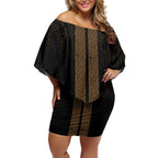 New Zealand Maori Kowhaiwhai Off Shoulder Short Dress Parauri Maui and Mangopare