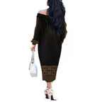 New Zealand Maori Kowhaiwhai Off The Shoulder Long Sleeve Dress Parauri Maui and Mangopare