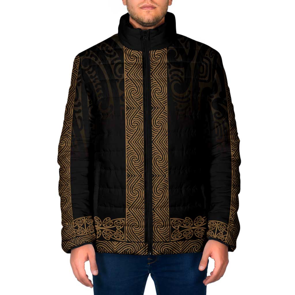 New Zealand Maori Kowhaiwhai Padded Jacket Parauri Maui and Mangopare - Aussie Hoodie