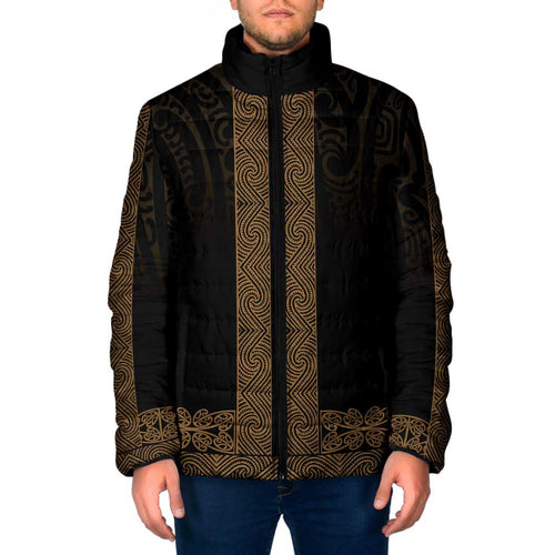 New Zealand Maori Kowhaiwhai Padded Jacket Parauri Maui and Mangopare - Aussie Hoodie