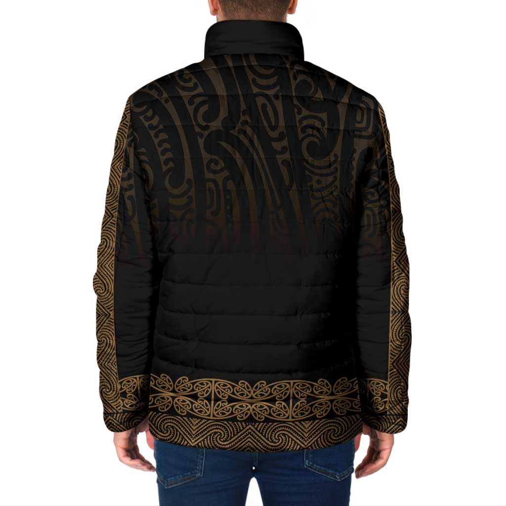 New Zealand Maori Kowhaiwhai Padded Jacket Parauri Maui and Mangopare - Aussie Hoodie