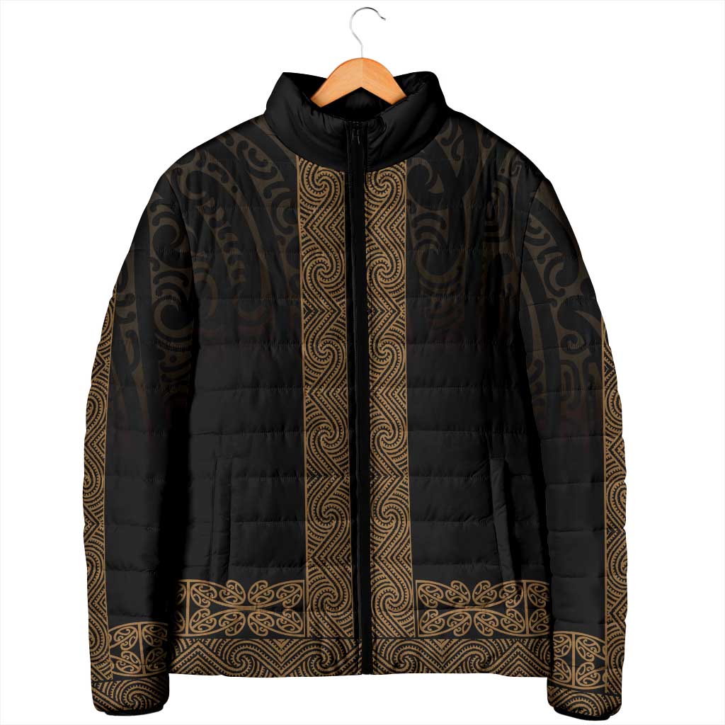 New Zealand Maori Kowhaiwhai Padded Jacket Parauri Maui and Mangopare - Aussie Hoodie