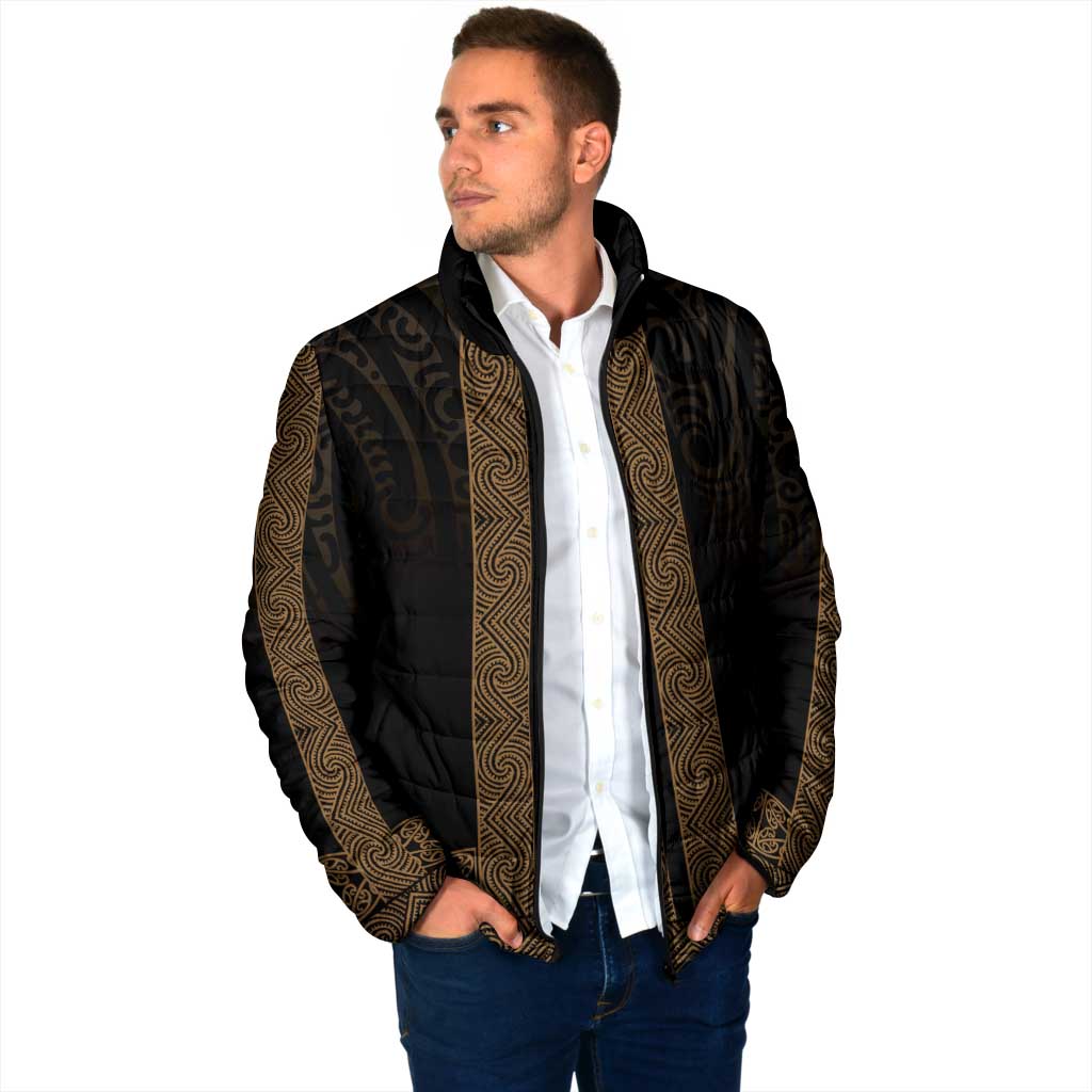 New Zealand Maori Kowhaiwhai Padded Jacket Parauri Maui and Mangopare - Aussie Hoodie