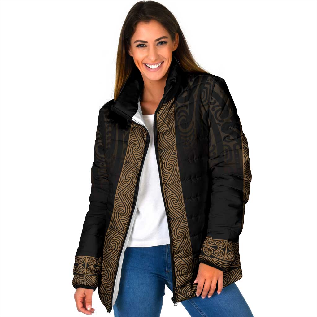New Zealand Maori Kowhaiwhai Padded Jacket Parauri Maui and Mangopare - Aussie Hoodie
