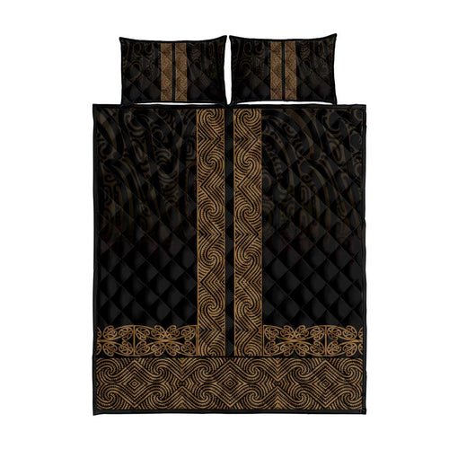 New Zealand Maori Kowhaiwhai Quilt Bed Set Parauri Maui and Mangopare