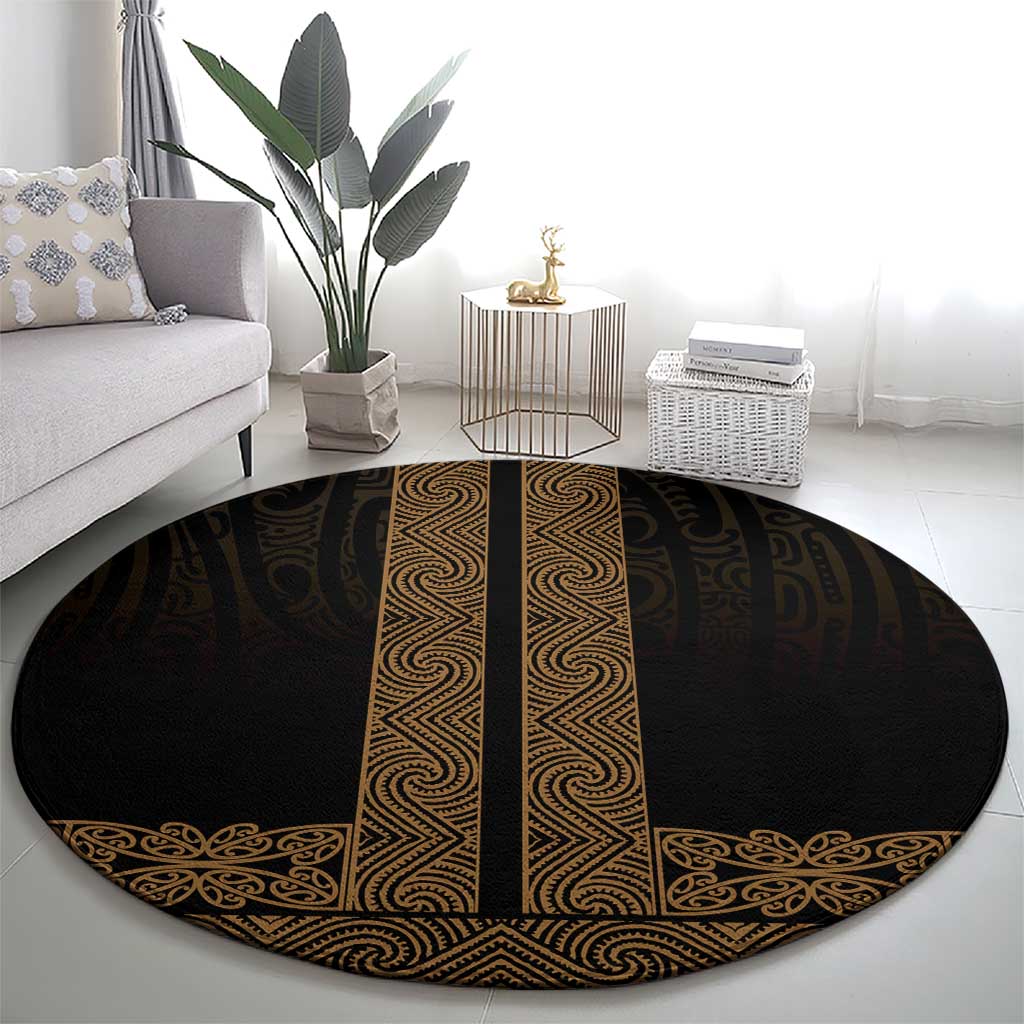 New Zealand Maori Kowhaiwhai Round Carpet Parauri Maui and Mangopare