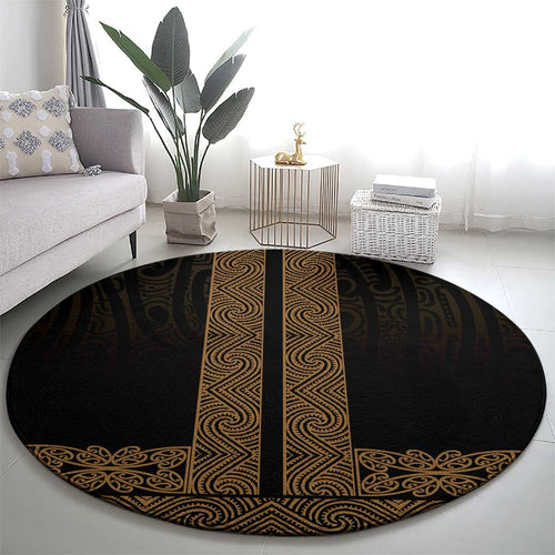 New Zealand Maori Kowhaiwhai Round Carpet Parauri Maui and Mangopare