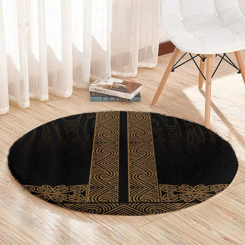 New Zealand Maori Kowhaiwhai Round Carpet Parauri Maui and Mangopare