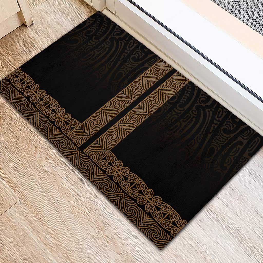 New Zealand Maori Kowhaiwhai Rubber Doormat Parauri Maui and Mangopare