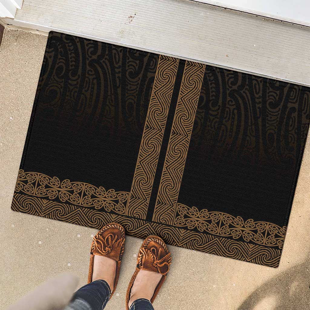 New Zealand Maori Kowhaiwhai Rubber Doormat Parauri Maui and Mangopare