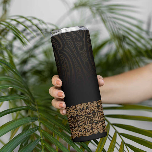 New Zealand Maori Kowhaiwhai Skinny Tumbler Parauri Maui and Mangopare