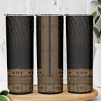 New Zealand Maori Kowhaiwhai Skinny Tumbler Parauri Maui and Mangopare