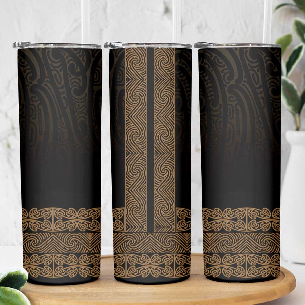 New Zealand Maori Kowhaiwhai Skinny Tumbler Parauri Maui and Mangopare