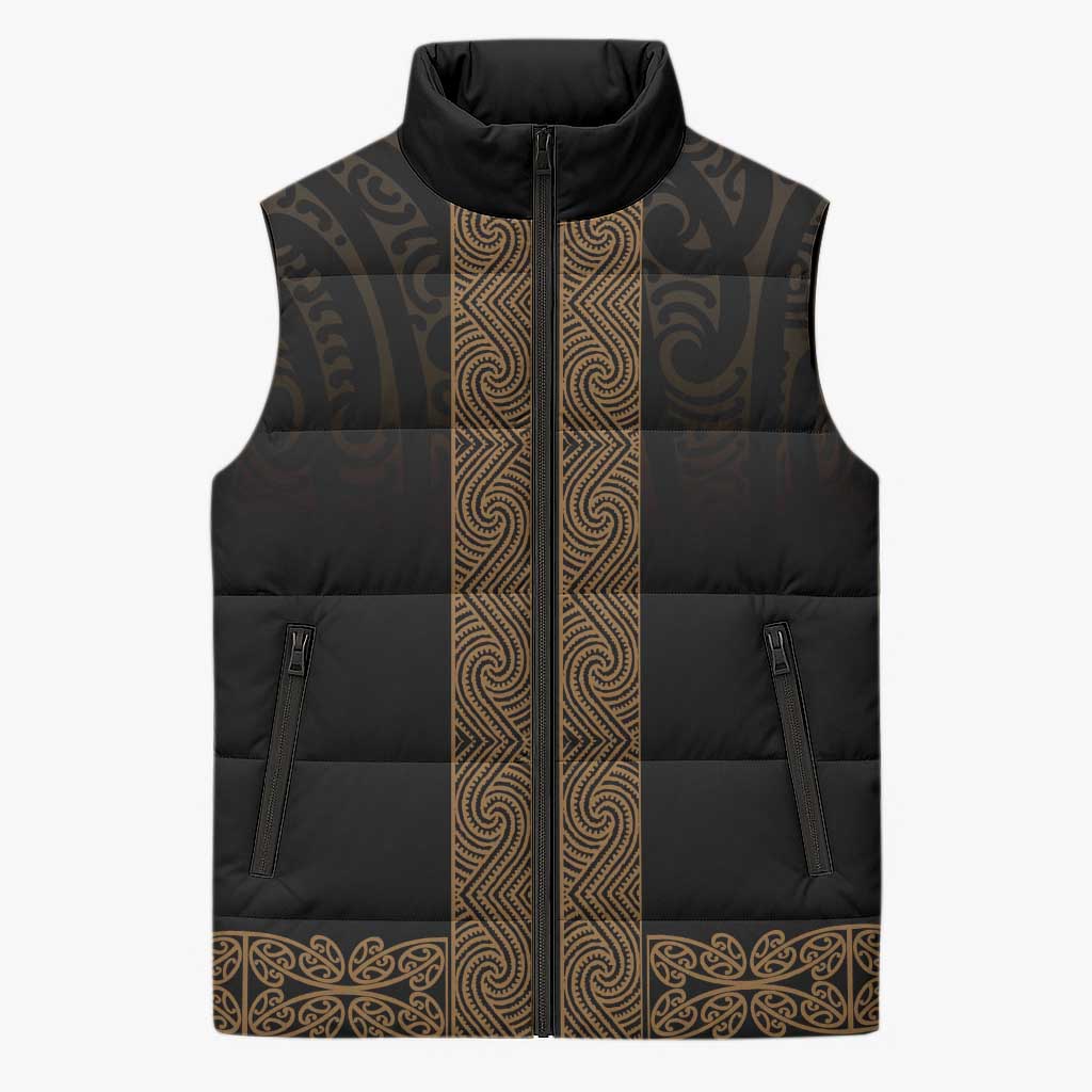 New Zealand Maori Kowhaiwhai Sleeveless Puffer Jacket Parauri Maui and Mangopare - Aussie Hoodie
