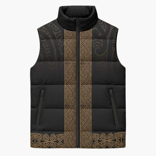 New Zealand Maori Kowhaiwhai Sleeveless Puffer Jacket Parauri Maui and Mangopare - Aussie Hoodie