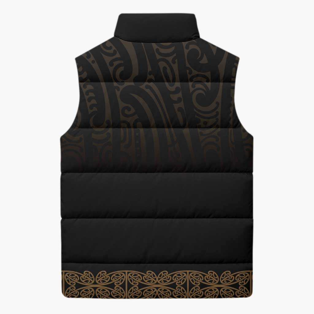 New Zealand Maori Kowhaiwhai Sleeveless Puffer Jacket Parauri Maui and Mangopare - Aussie Hoodie