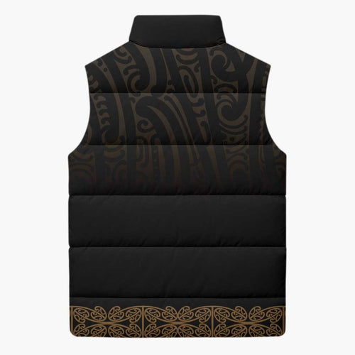 New Zealand Maori Kowhaiwhai Sleeveless Puffer Jacket Parauri Maui and Mangopare - Aussie Hoodie