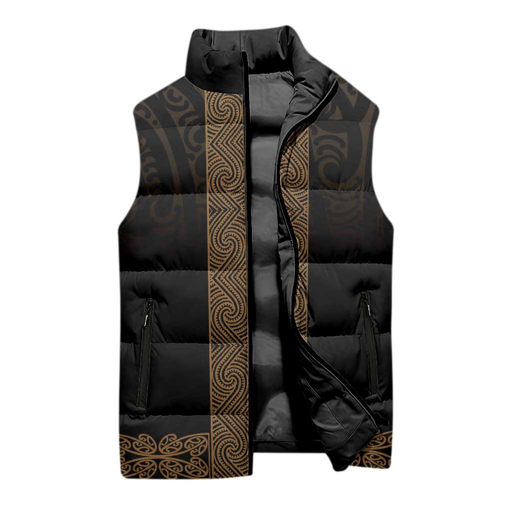 New Zealand Maori Kowhaiwhai Sleeveless Puffer Jacket Parauri Maui and Mangopare - Aussie Hoodie