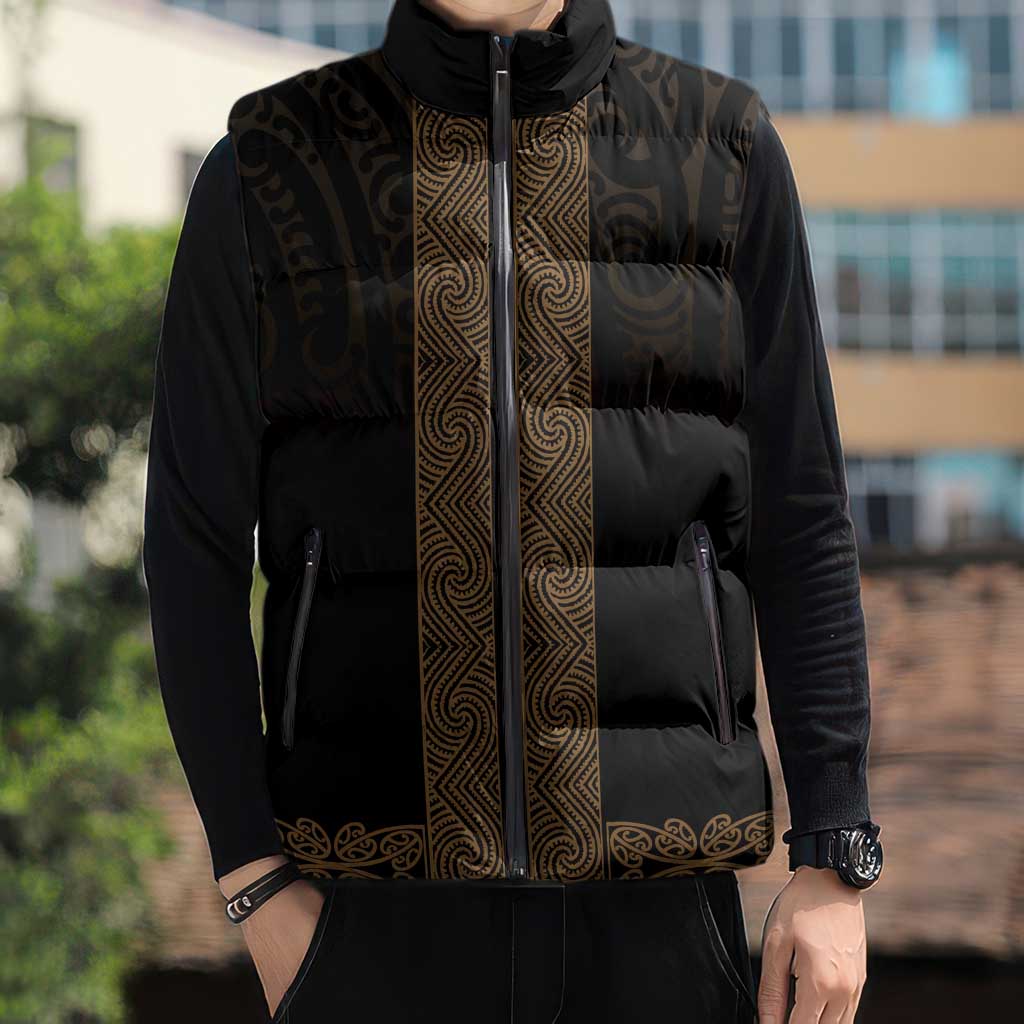 New Zealand Maori Kowhaiwhai Sleeveless Puffer Jacket Parauri Maui and Mangopare - Aussie Hoodie