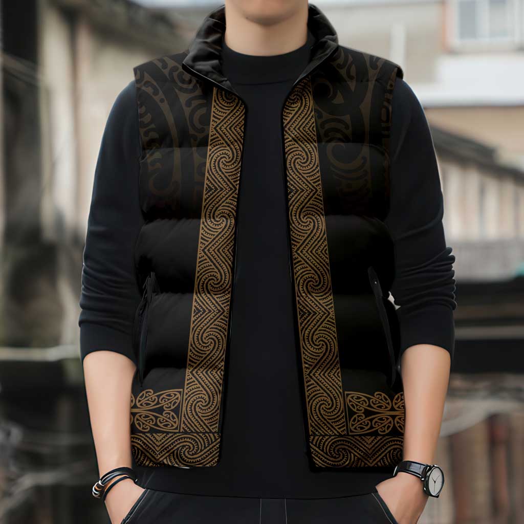 New Zealand Maori Kowhaiwhai Sleeveless Puffer Jacket Parauri Maui and Mangopare - Aussie Hoodie
