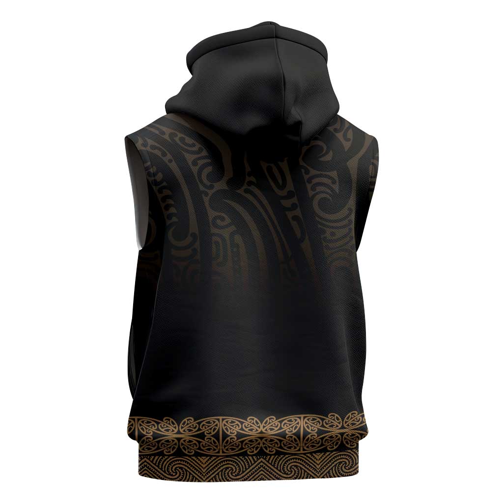 New Zealand Maori Kowhaiwhai Sleeveless Zip Hoodie Parauri Maui and Mangopare LT9