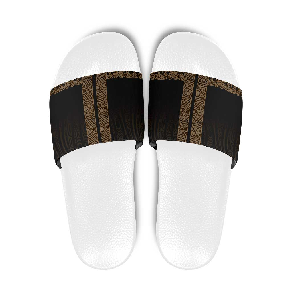 New Zealand Maori Kowhaiwhai Slide Sandals Parauri Maui and Mangopare - Aussie Hoodie