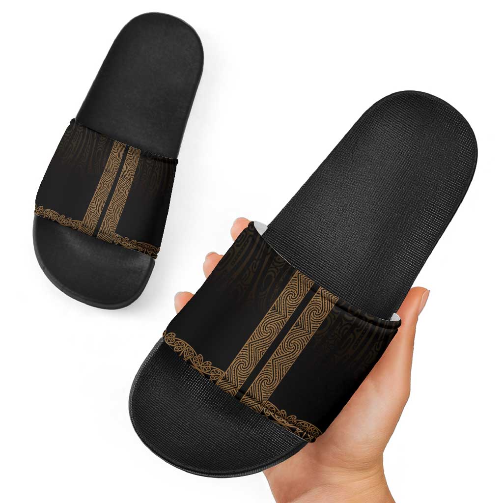 New Zealand Maori Kowhaiwhai Slide Sandals Parauri Maui and Mangopare - Aussie Hoodie