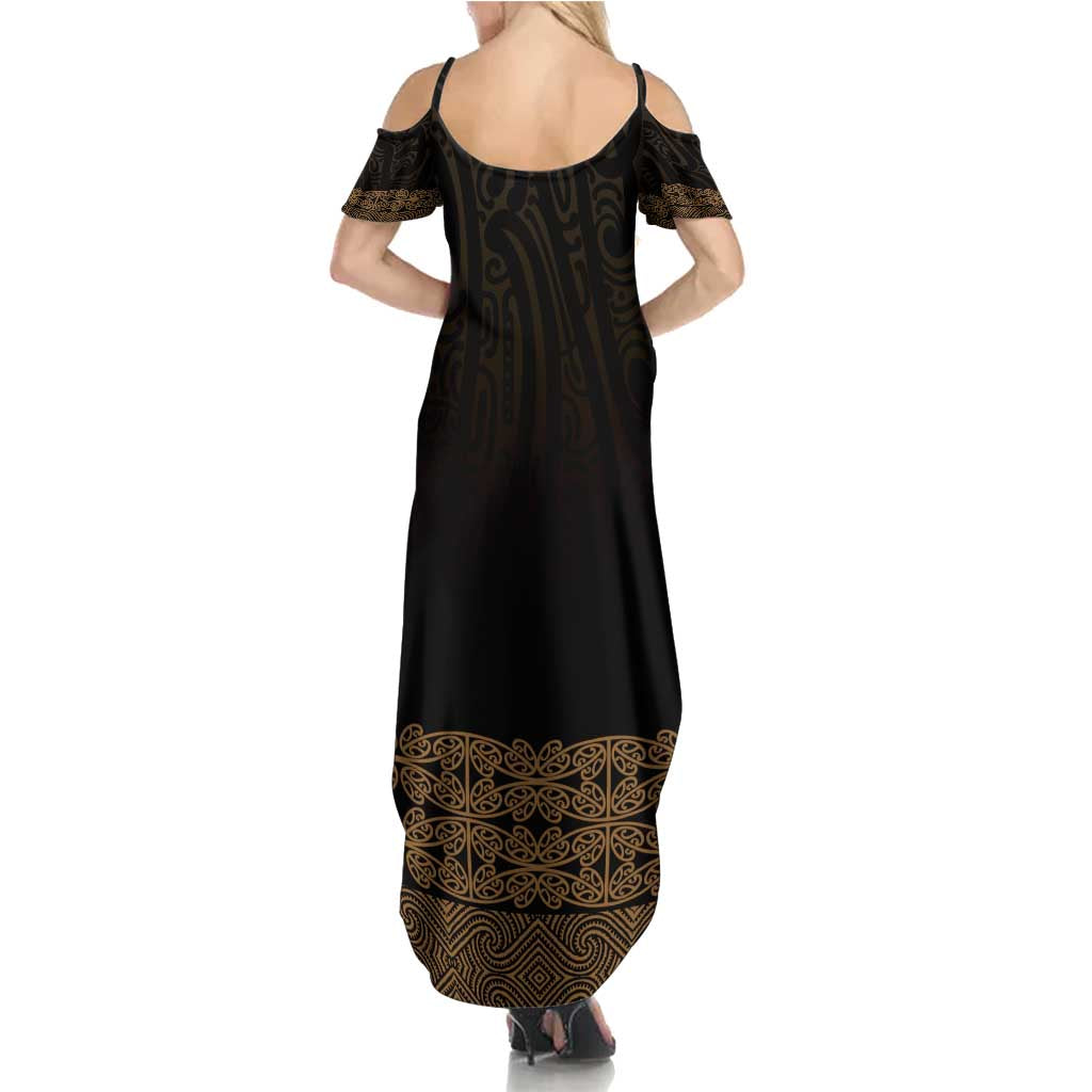 New Zealand Maori Kowhaiwhai Summer Maxi Dress Parauri Maui and Mangopare