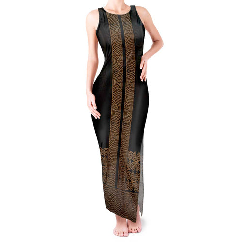 New Zealand Maori Kowhaiwhai Tank Maxi Dress Parauri Maui and Mangopare