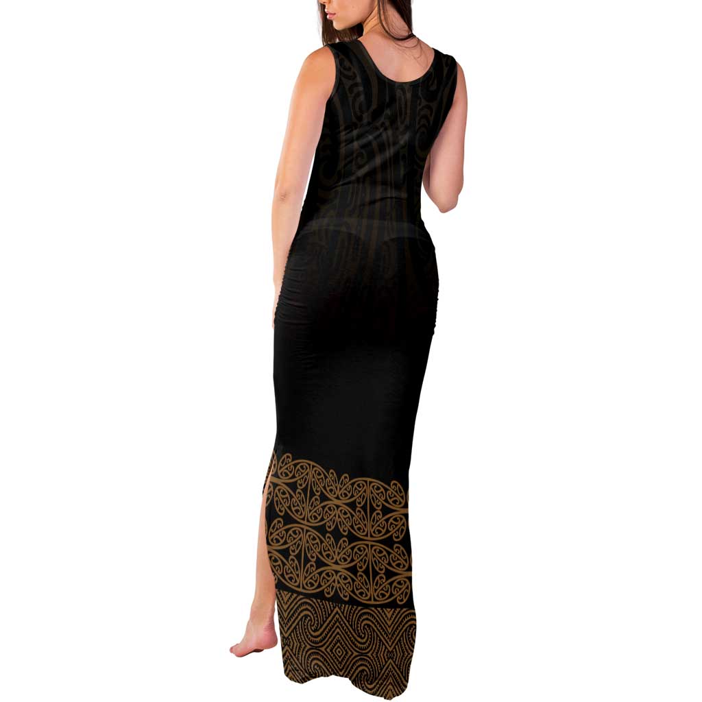 New Zealand Maori Kowhaiwhai Tank Maxi Dress Parauri Maui and Mangopare