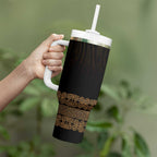 New Zealand Maori Kowhaiwhai Tumbler With Handle Parauri Maui and Mangopare