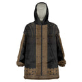 New Zealand Maori Kowhaiwhai Wearable Blanket Hoodie Parauri Maui and Mangopare