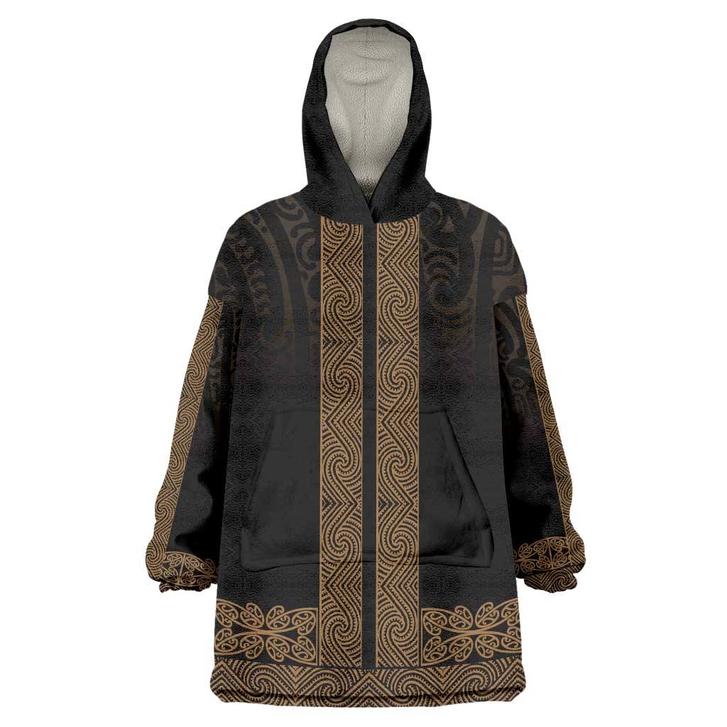 New Zealand Maori Kowhaiwhai Wearable Blanket Hoodie Parauri Maui and Mangopare