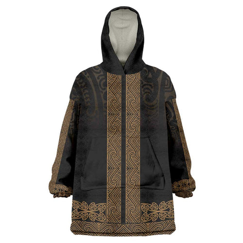 New Zealand Maori Kowhaiwhai Wearable Blanket Hoodie Parauri Maui and Mangopare
