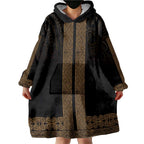 New Zealand Maori Kowhaiwhai Wearable Blanket Hoodie Parauri Maui and Mangopare