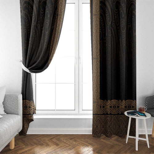 New Zealand Maori Kowhaiwhai Window Curtain Parauri Maui and Mangopare