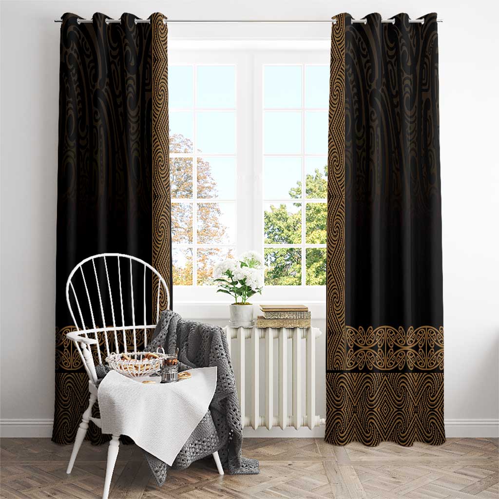New Zealand Maori Kowhaiwhai Window Curtain Parauri Maui and Mangopare