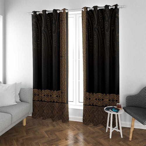 New Zealand Maori Kowhaiwhai Window Curtain Parauri Maui and Mangopare