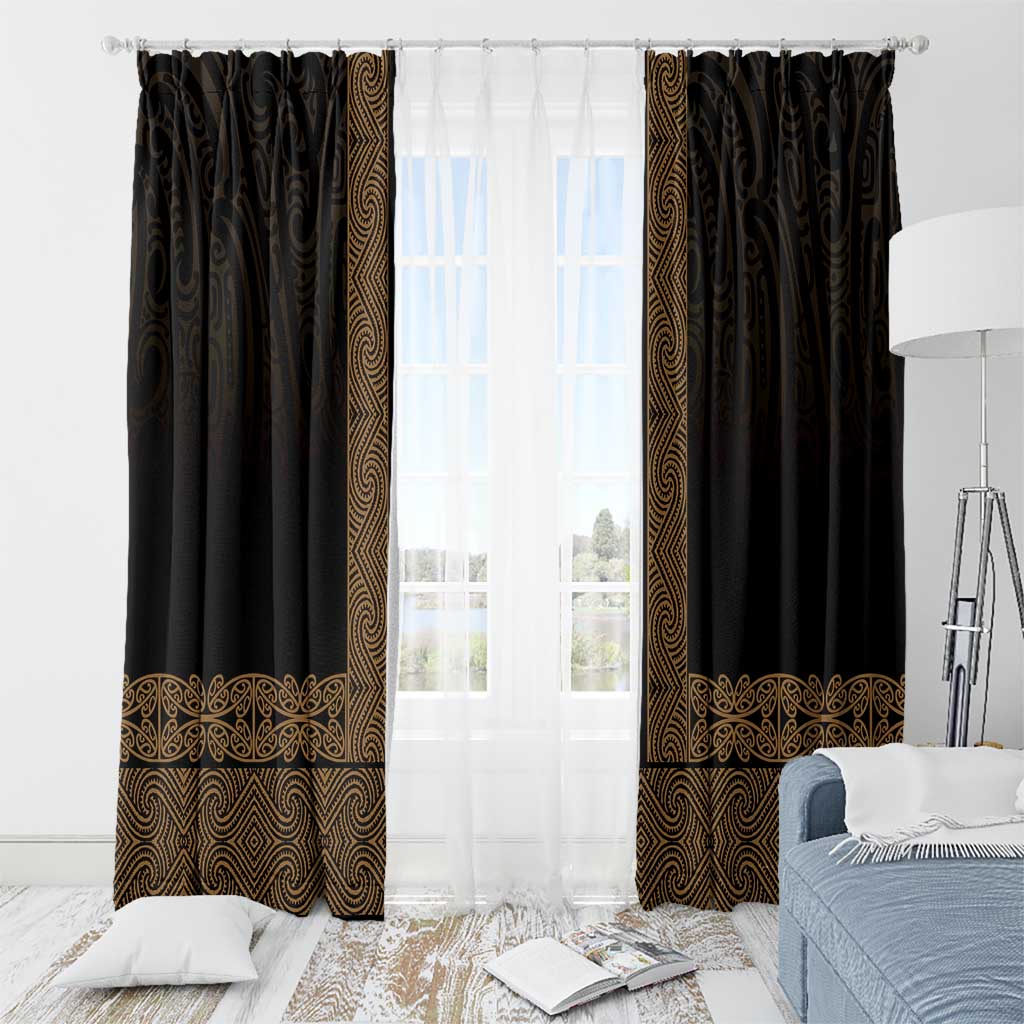 New Zealand Maori Kowhaiwhai Window Curtain Parauri Maui and Mangopare