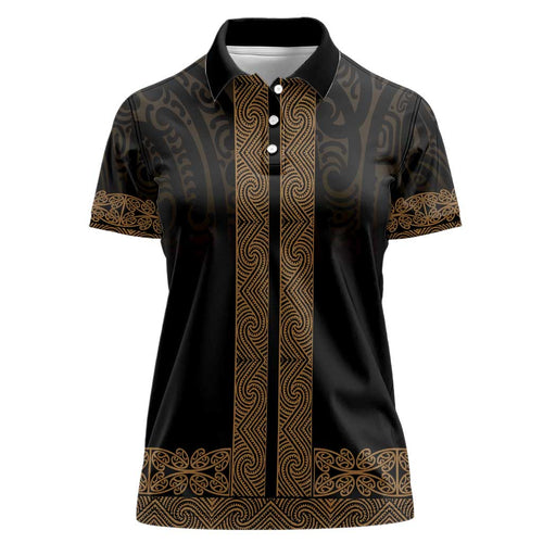 New Zealand Maori Kowhaiwhai Women Polo Shirt Parauri Maui and Mangopare