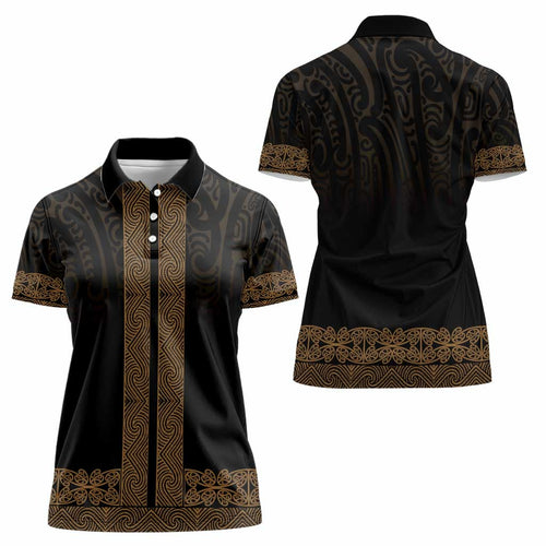 New Zealand Maori Kowhaiwhai Women Polo Shirt Parauri Maui and Mangopare