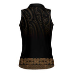 New Zealand Maori Kowhaiwhai Women Sleeveless Polo Shirt Parauri Maui and Mangopare