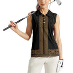 New Zealand Maori Kowhaiwhai Women Sleeveless Polo Shirt Parauri Maui and Mangopare