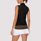 New Zealand Maori Kowhaiwhai Women Sleeveless Polo Shirt Parauri Maui and Mangopare