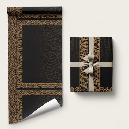 New Zealand Maori Kowhaiwhai Wrapping Paper Parauri Maui and Mangopare - Aussie Hoodie