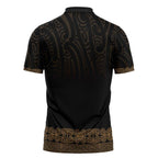 New Zealand Maori Kowhaiwhai Zipper Polo Shirt Parauri Maui and Mangopare - Aussie Hoodie