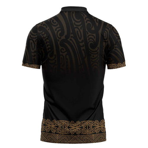 New Zealand Maori Kowhaiwhai Zipper Polo Shirt Parauri Maui and Mangopare - Aussie Hoodie
