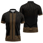 New Zealand Maori Kowhaiwhai Zipper Polo Shirt Parauri Maui and Mangopare - Aussie Hoodie