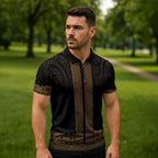 New Zealand Maori Kowhaiwhai Zipper Polo Shirt Parauri Maui and Mangopare - Aussie Hoodie