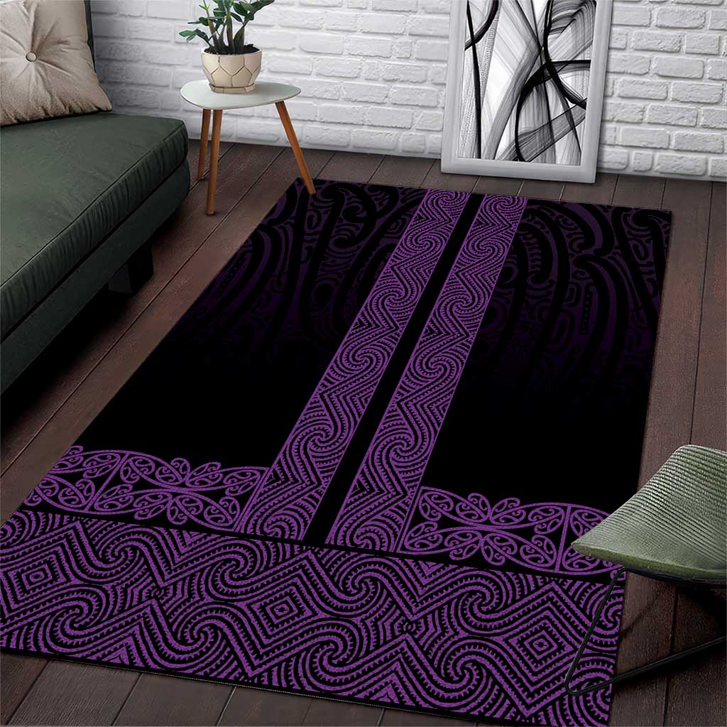 New Zealand Maori Kowhaiwhai Area Rug Waiporoporo Maui and Mangopare